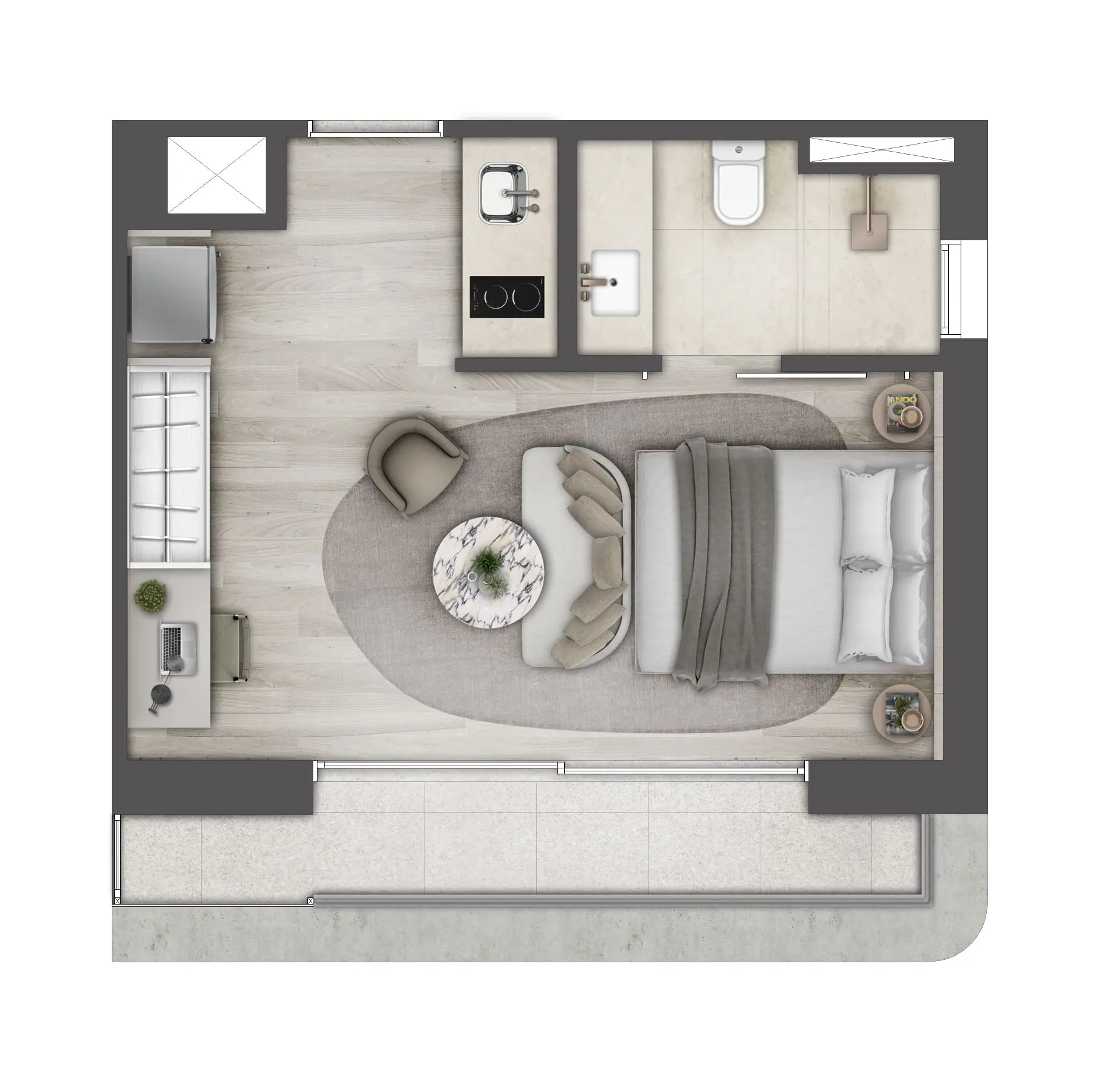 Noon Higienópolis - Planta Planta 33m² 