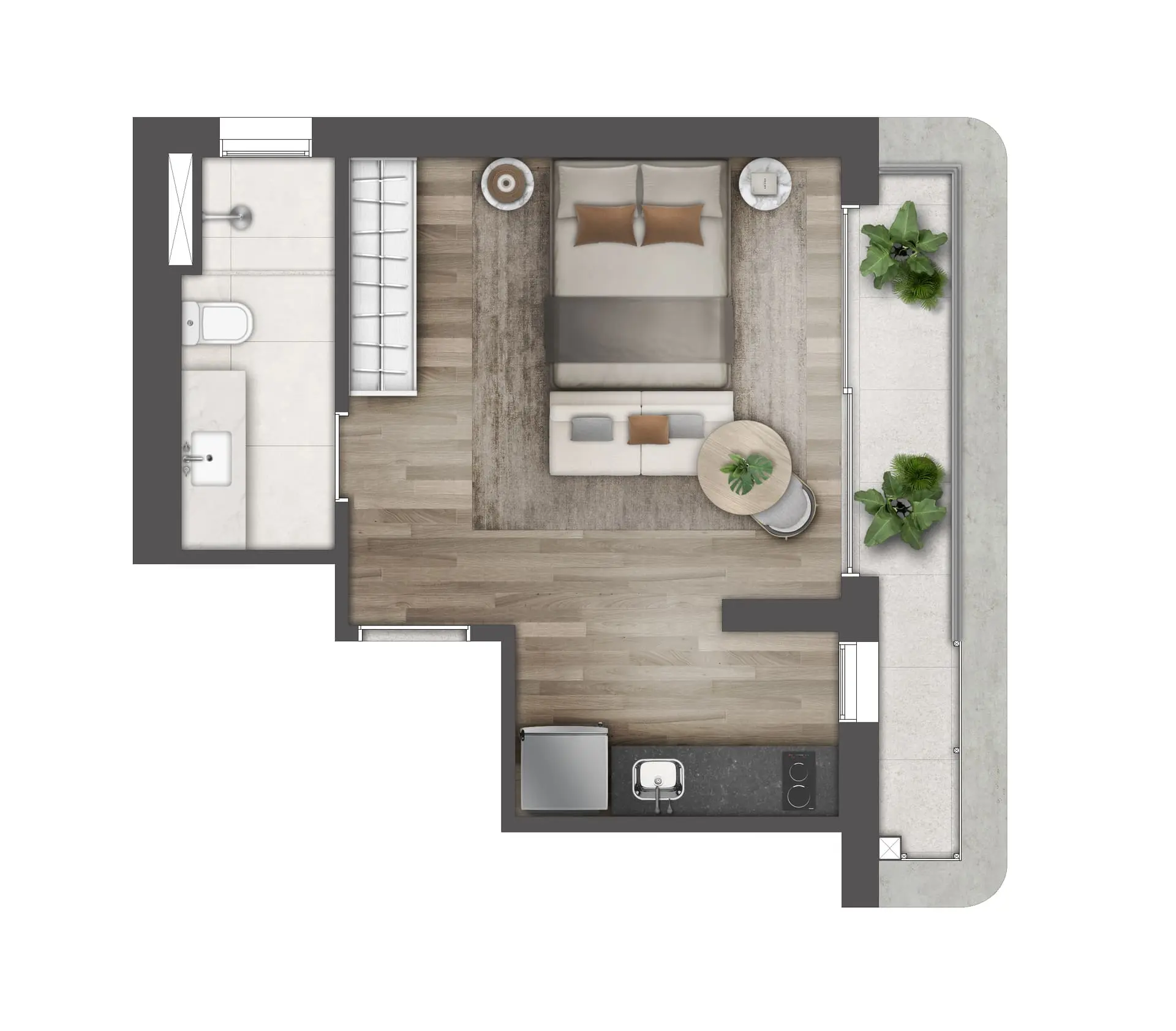 Noon Higienópolis - Planta Planta 37m²