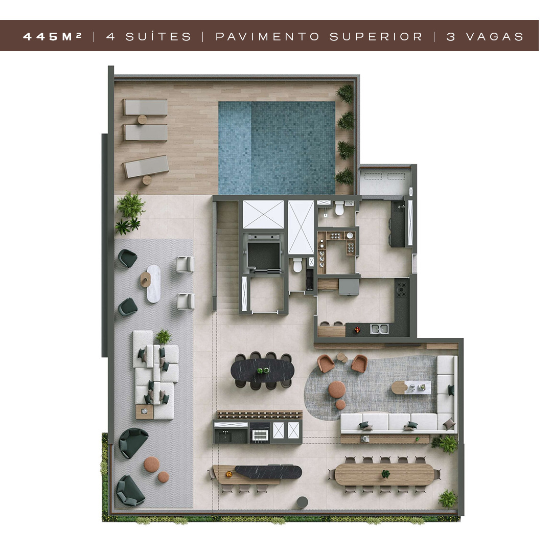 NUV Moema - Planta Cobertura de 445m² (Pavimento Superior) 