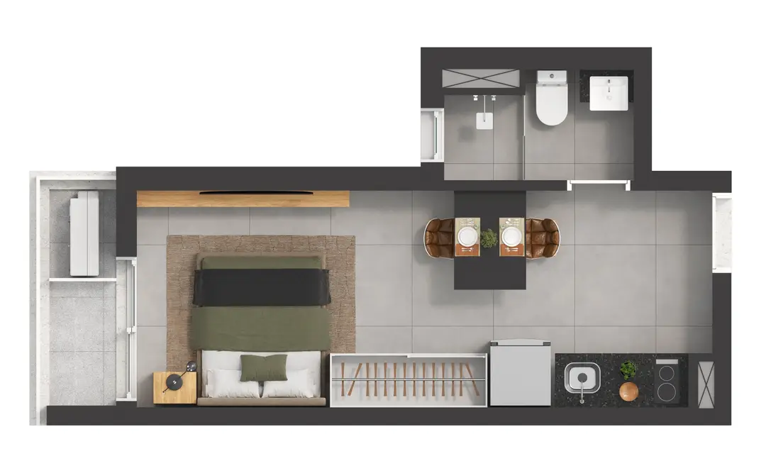Vitacon Jardins - Planta Planta Studio com 20m² 