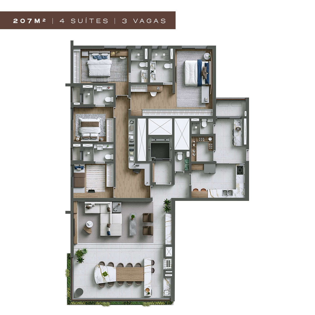 NUV Moema - Planta Planta de 207m² (Tipo)