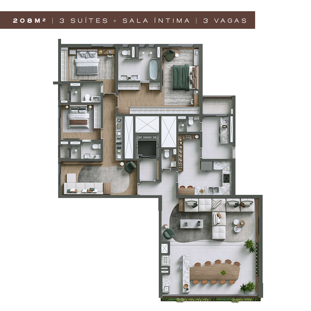 NUV Moema - Planta Planta de 208m² (Opção)