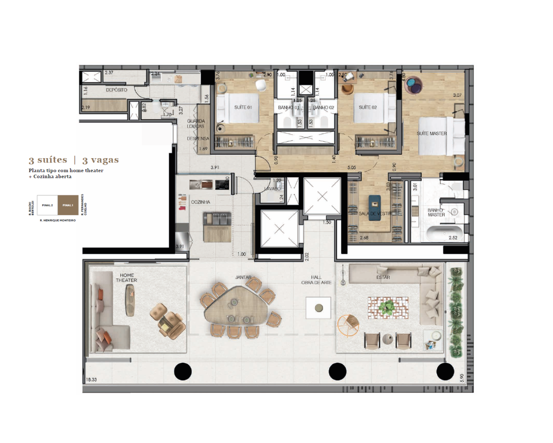 Praça Henrique Monteiro - Planta Planta de 232m²