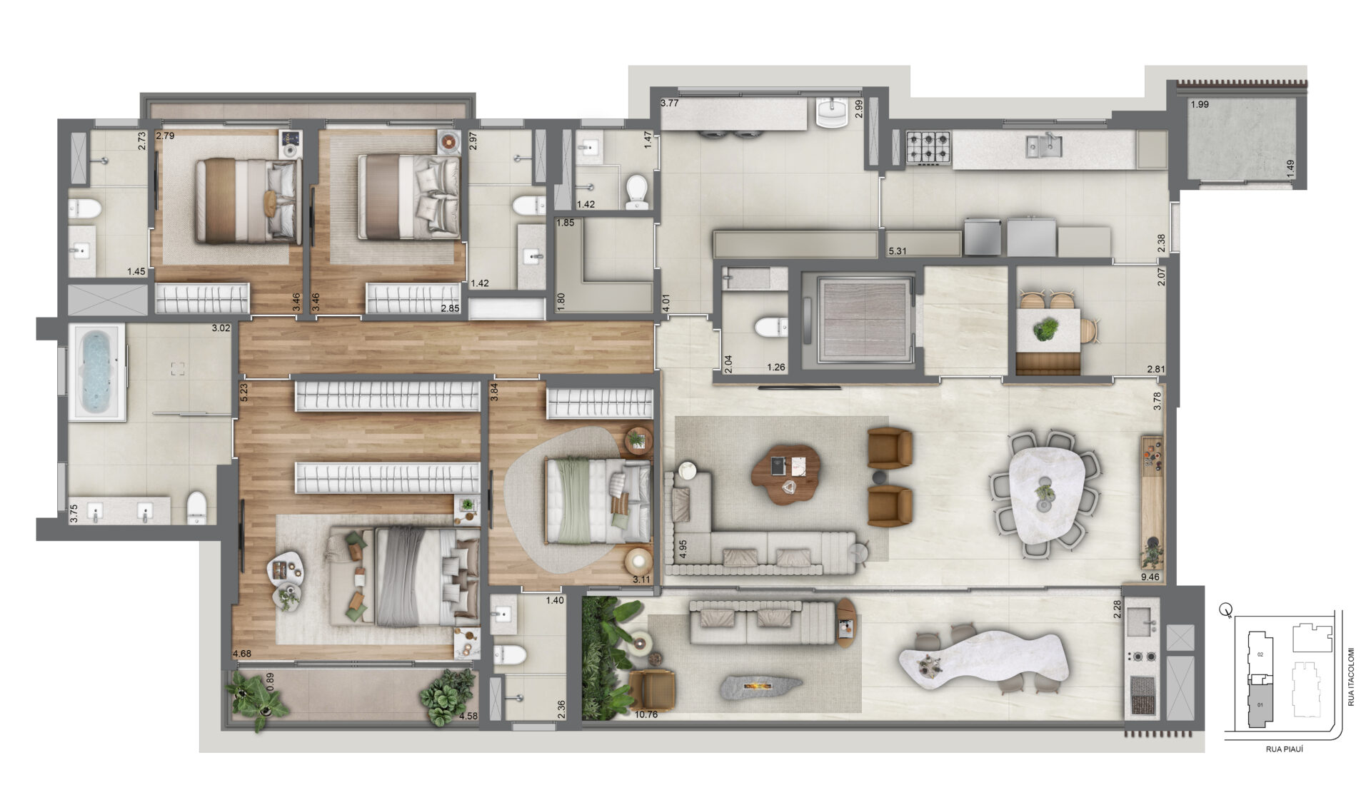 Casa Piauí Higienópolis - Planta Planta de 245 m²
