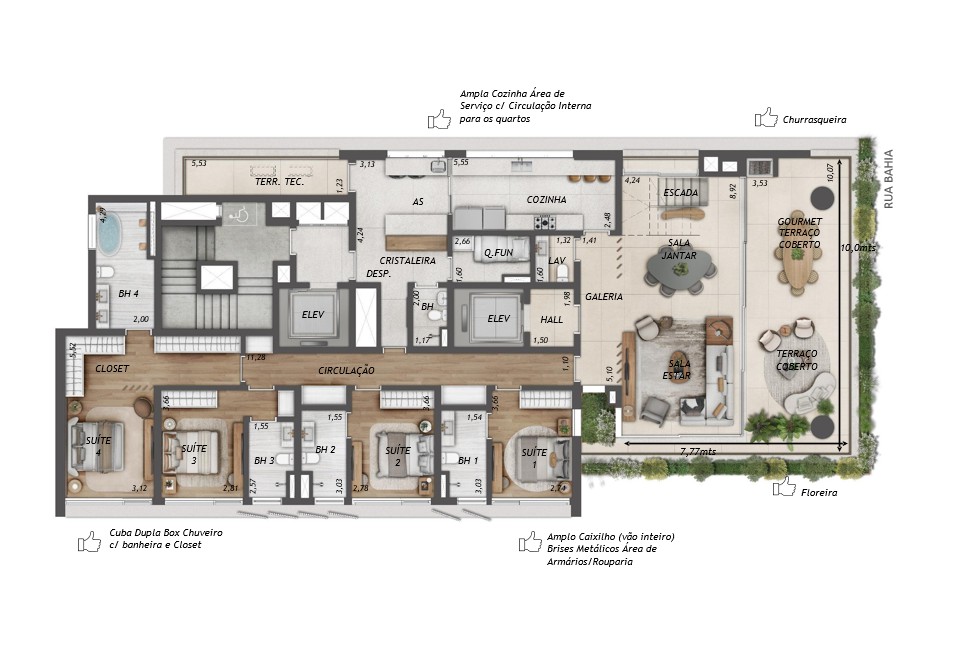LIGNEA Higienópolis - Planta Planta Duplex de 576m² (Piso Inferior) 