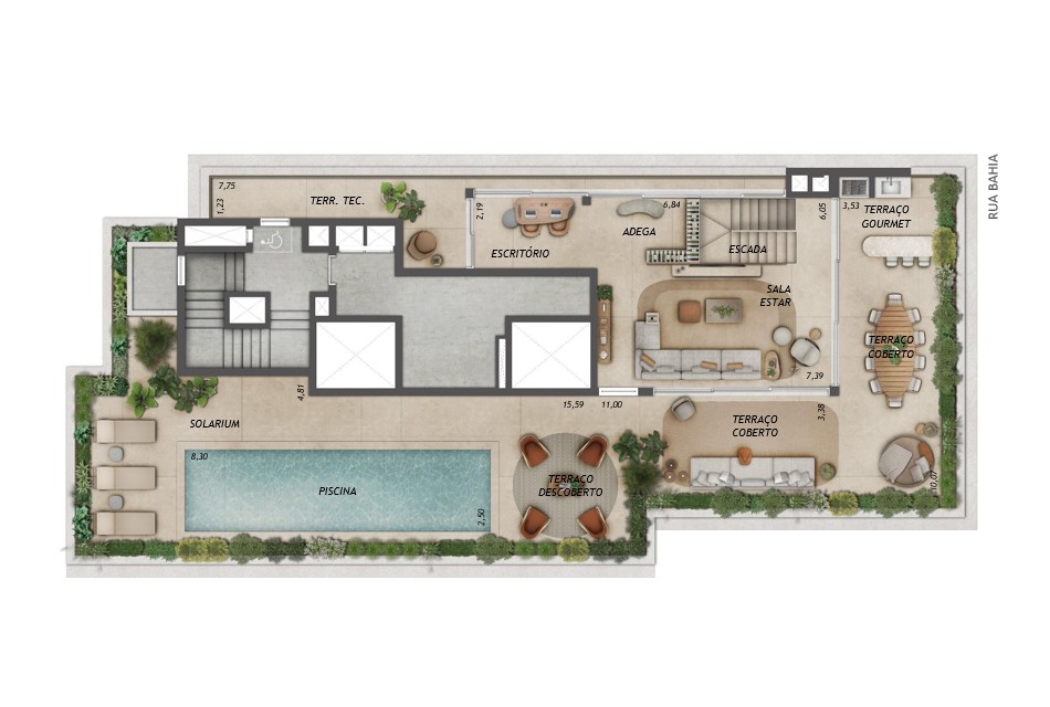 LIGNEA Higienópolis - Planta Planta Duplex de 576m² (Piso Superior) 