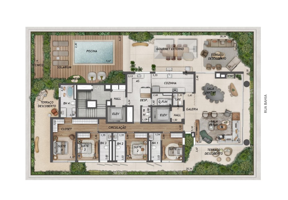 LIGNEA Higienópolis - Planta Planta de 639m² do Gardens