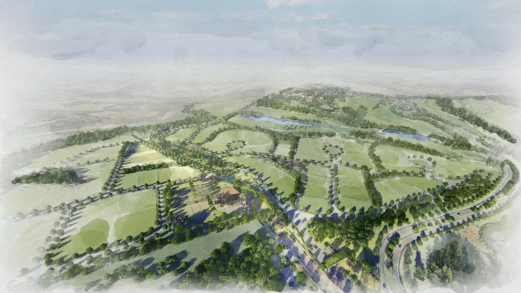 Vista Aérea Dos Terrenos Amplos Do Village Parks E Gardens Com Áreas Verdes E Natureza Integrada
