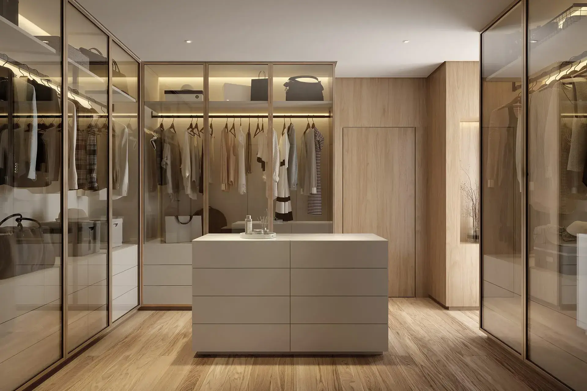Closet da Suíte Master do Apartamento de 270m² - Linbenderg Vista Alto de Pinheiros