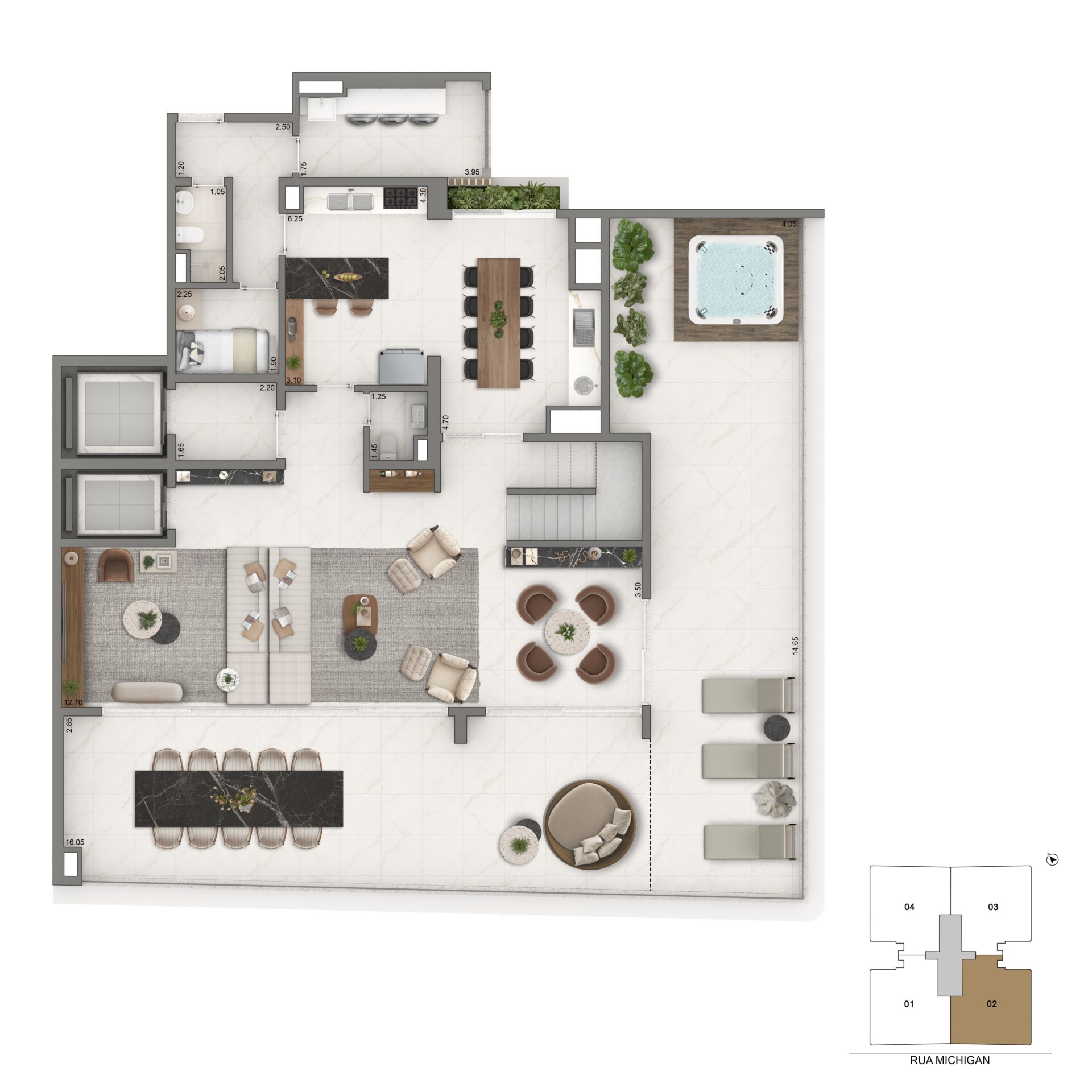 CASA Senses Cyrela - Planta Duplex de 437m² (Piso Inferior) 