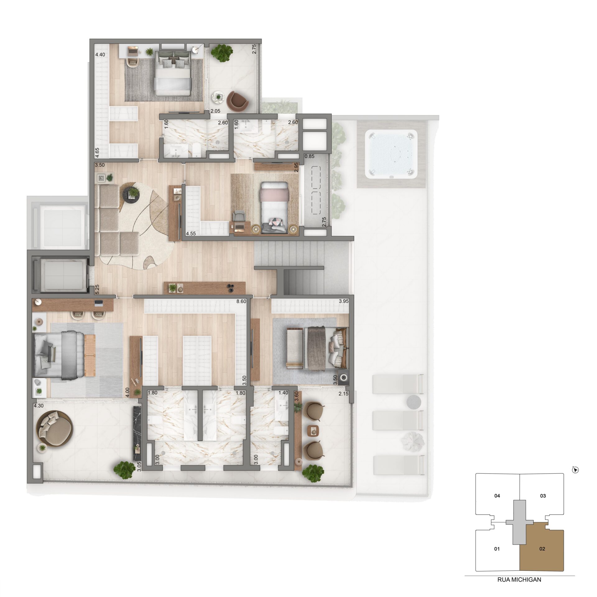 CASA Senses Cyrela - Planta Duplex de 437m² (Piso Superior) 