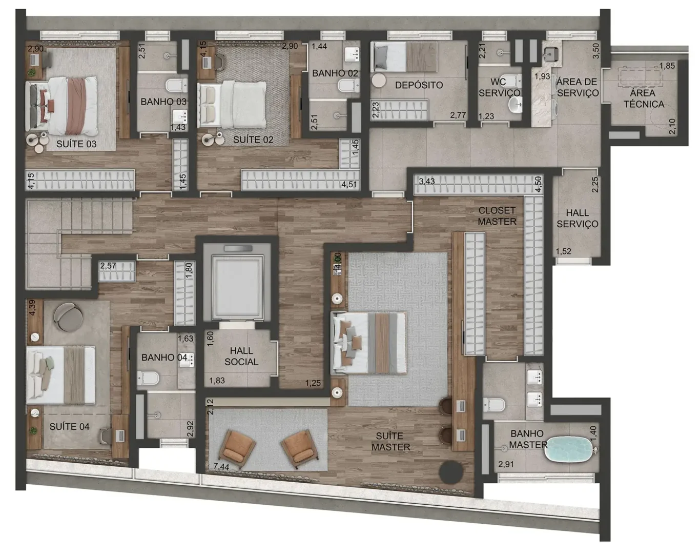 Lindenberg Vista Alto de Pinheiros - Planta Duplex de 396m² - Piso Inferior 