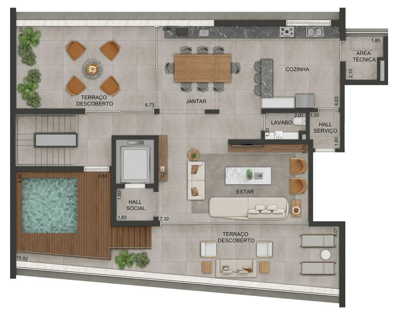 Lindenberg Vista Alto de Pinheiros - Planta Duplex de 396m² - Piso Superior 