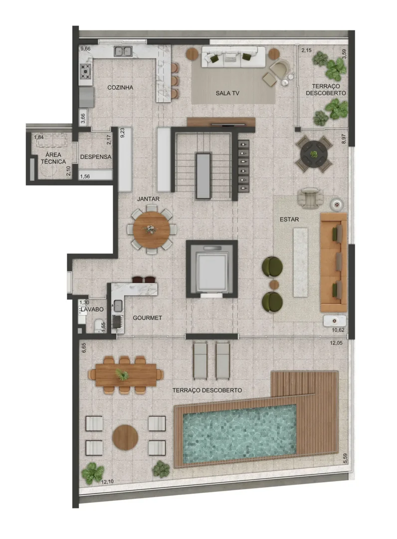 Lindenberg Vista Alto de Pinheiros - Planta Duplex de 484m² - Piso Superior 