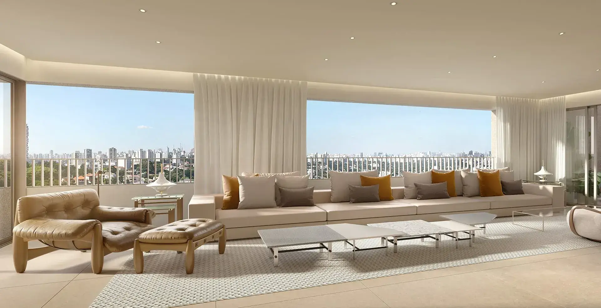 Living da Cobertura Duplex de 536m² - Linbenderg Vista Alto de Pinheiros