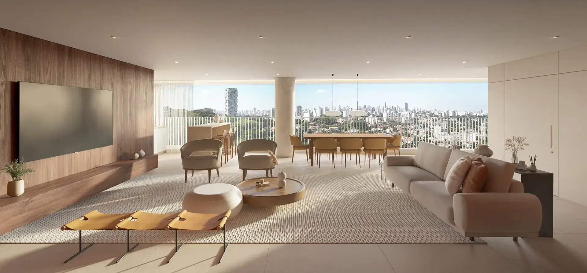 Living do Apartamento de 200m² - Linbenderg Vista Alto de Pinheiros