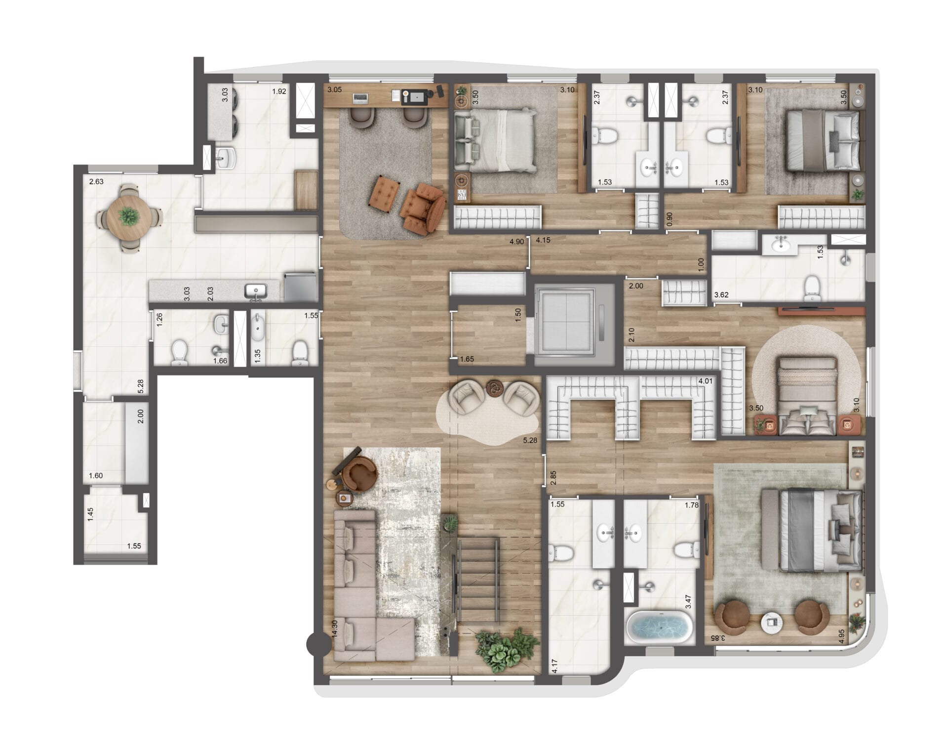 CASA Cerâmica - Planta Duplex 486m² - Inferior