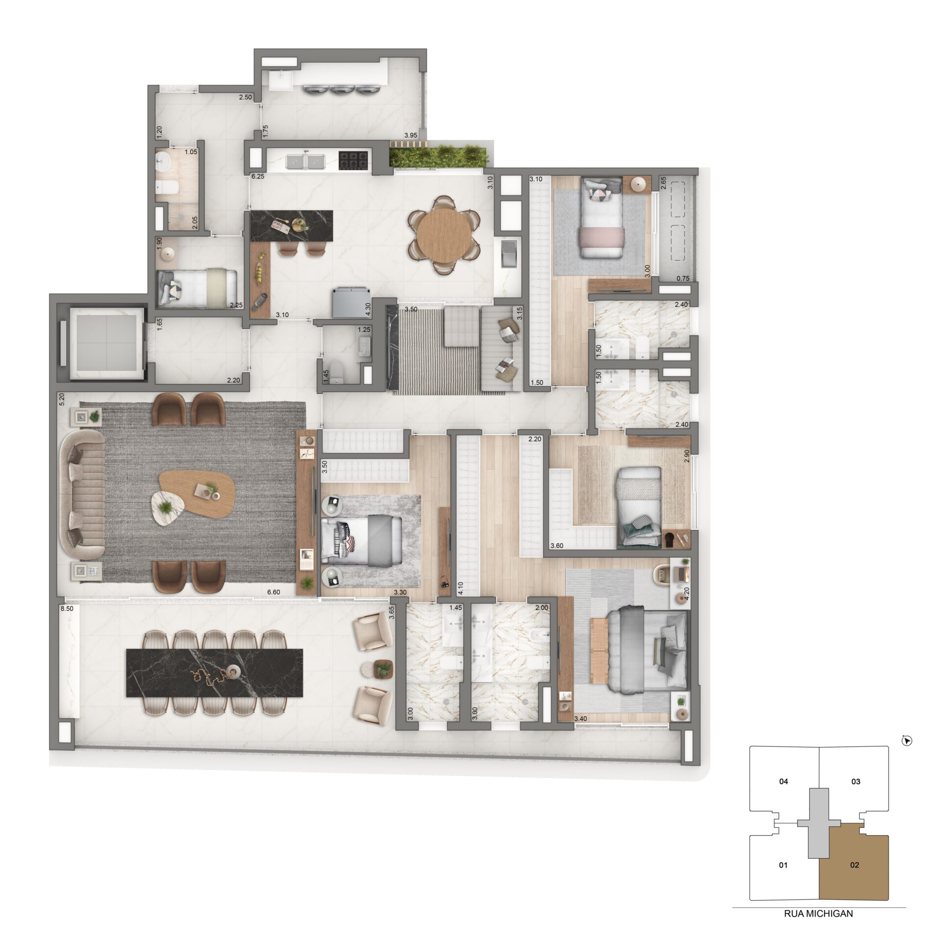 CASA Senses Cyrela - Planta Planta Tipo de 251m² 