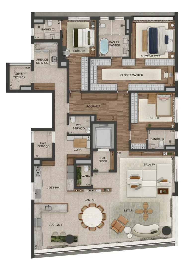 Lindenberg Vista Alto de Pinheiros - Planta Planta de 244m²