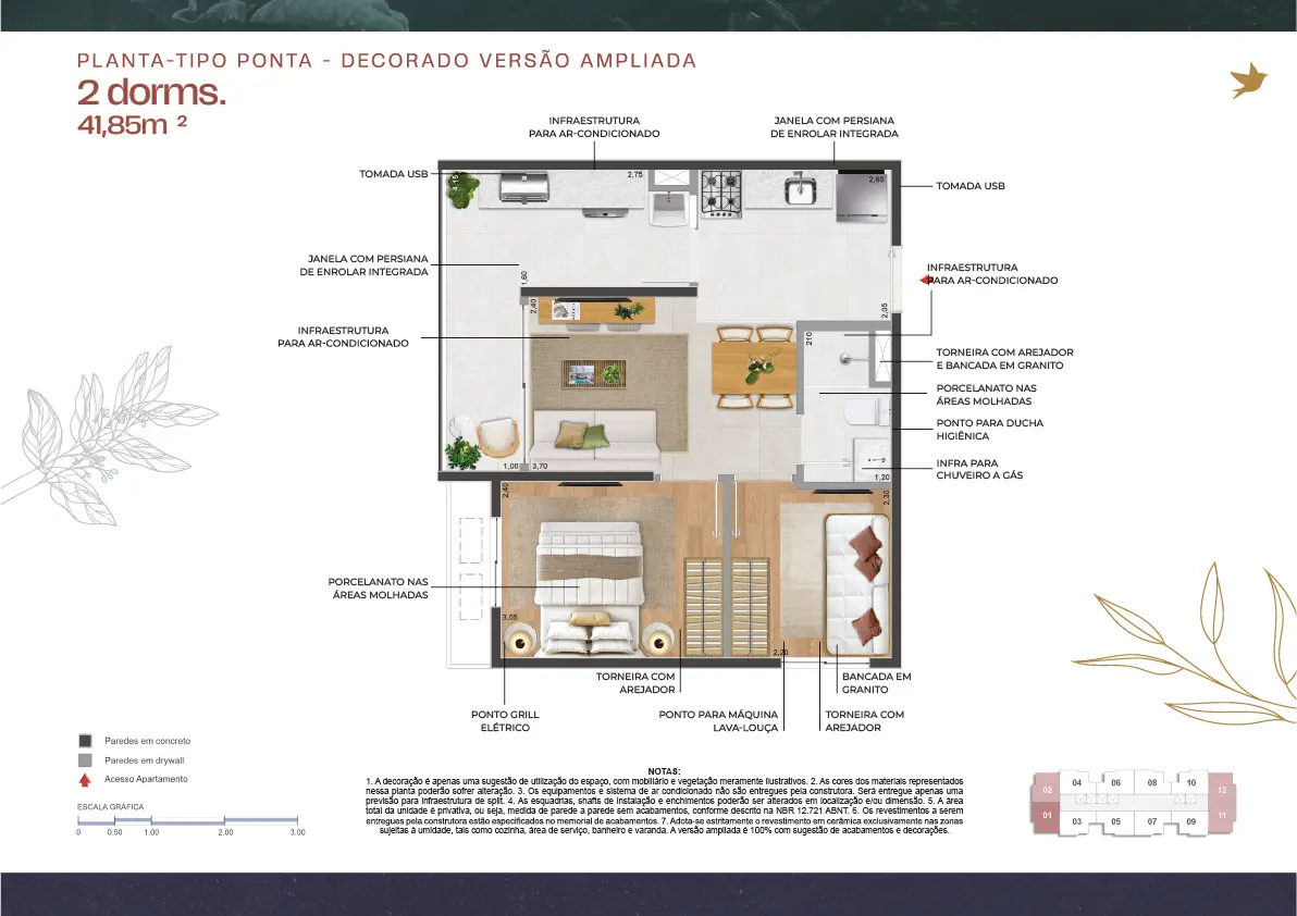 011 Brooklin Residence - Planta 2 Quartos com 41m² Ampliado