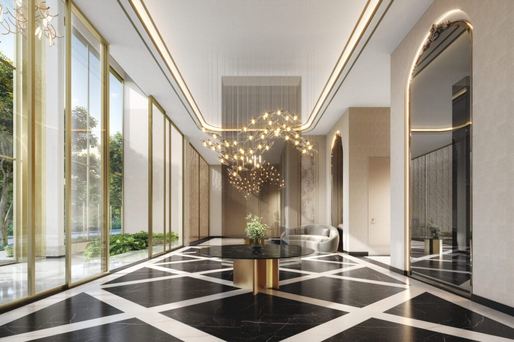 Lobby Do The Garden Klabin Cyrela Na Rua Charles Astor, 33 – Chácara Klabin, São Paulo, Com Design Contemporâneo E Atmosfera De Alto Padrão.