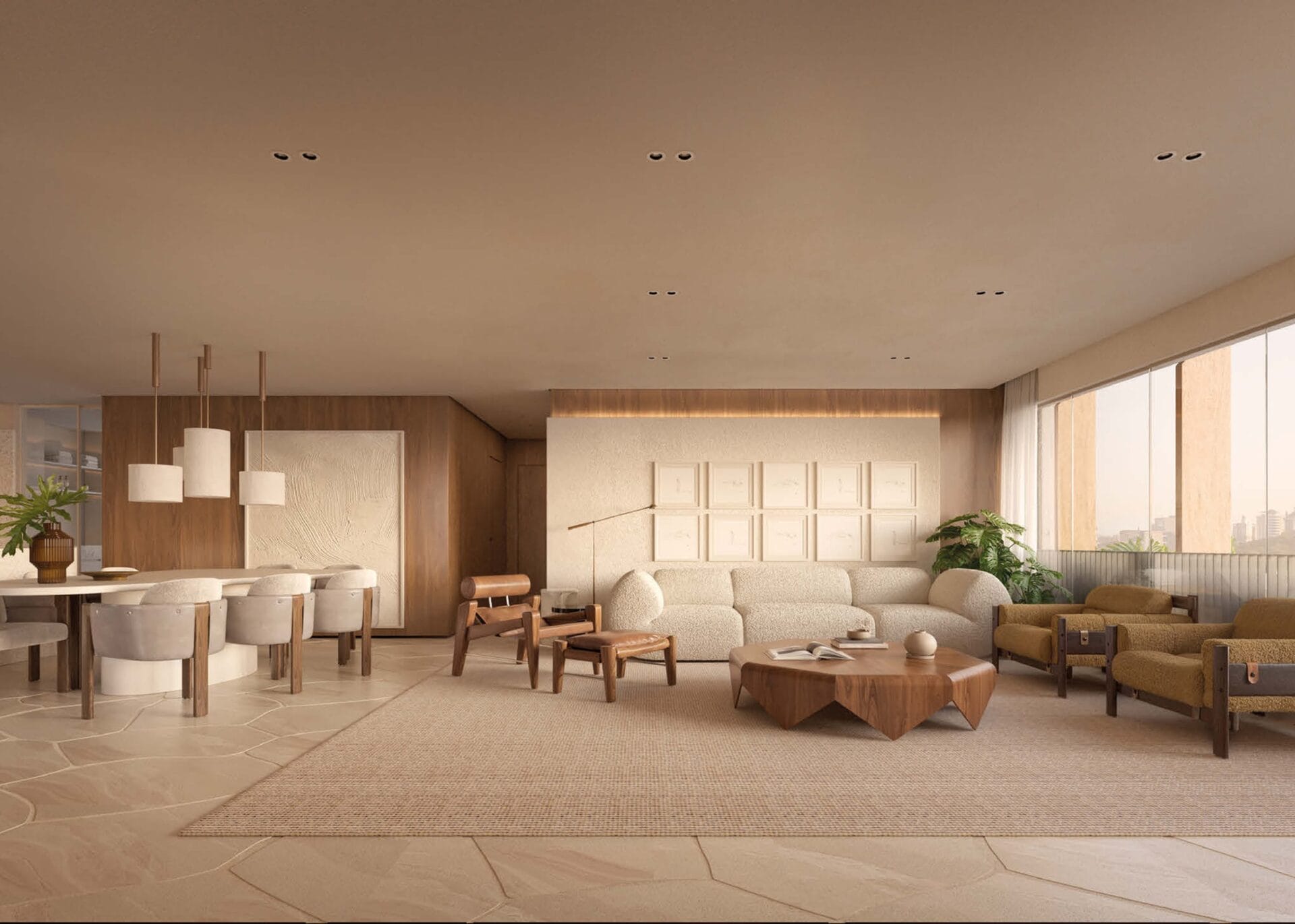 Living do Apartamento Decorado de 150m² - Gavia Moema - Lançamento Plaente