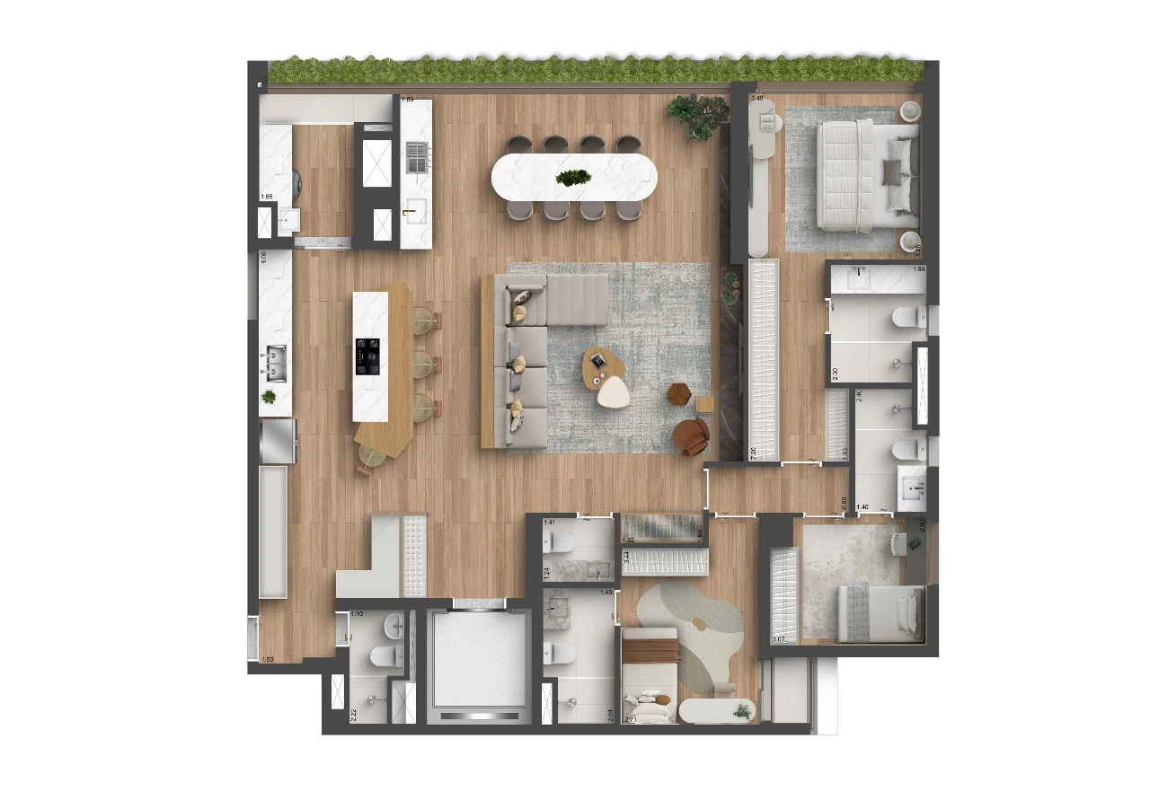 Quarten Ibirapuera - Planta Planta Decorado - 164m²