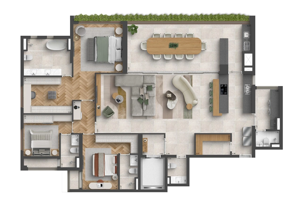 Quarten Ibirapuera - Planta Planta Opção 1 - 207m²