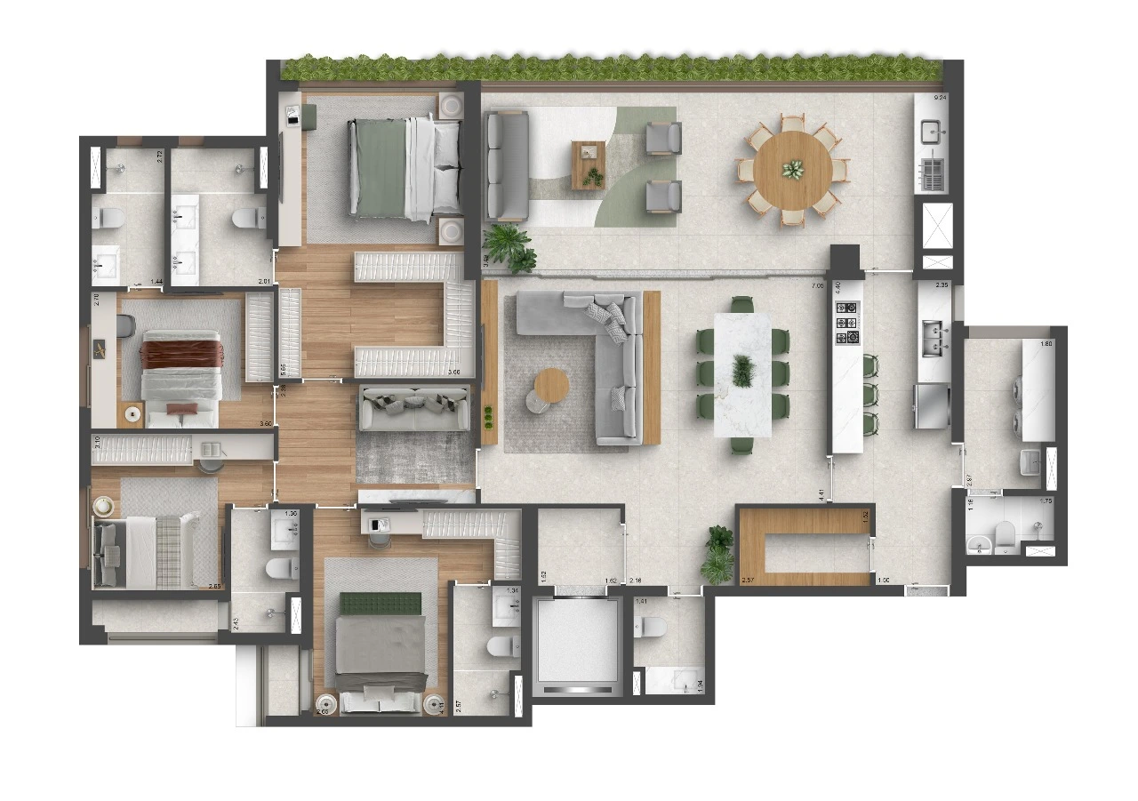 Quarten Ibirapuera - Planta Planta Padrão - 207m²