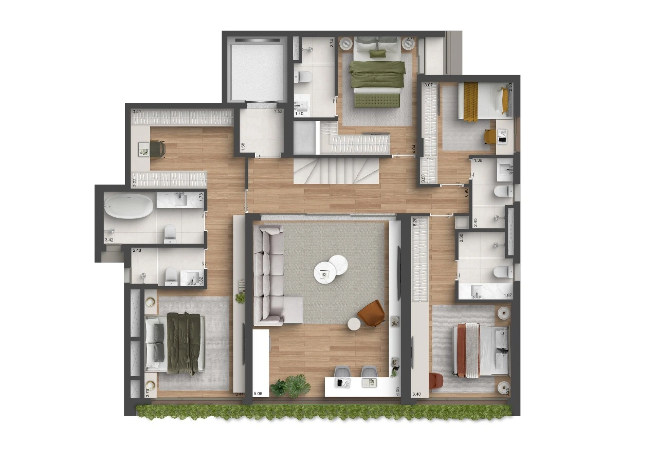 Quarten Ibirapuera - Planta Duplex de 306m² - Piso Inferior