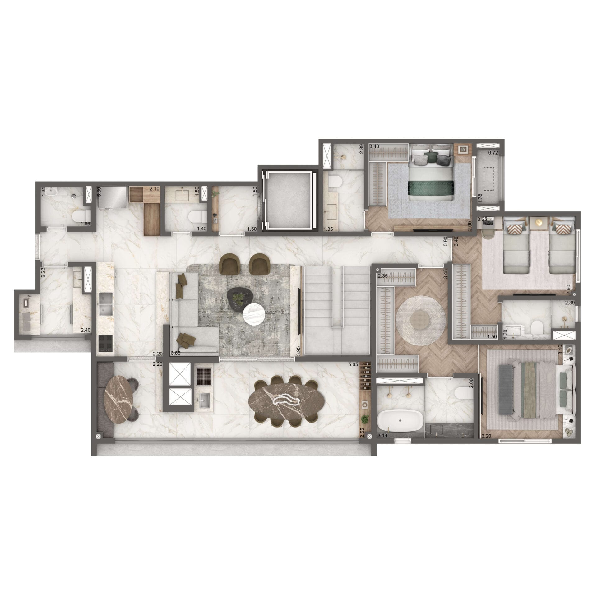 Home Boutique By Living Campo Belo - Planta Planta Duplex Inferior 265m²
