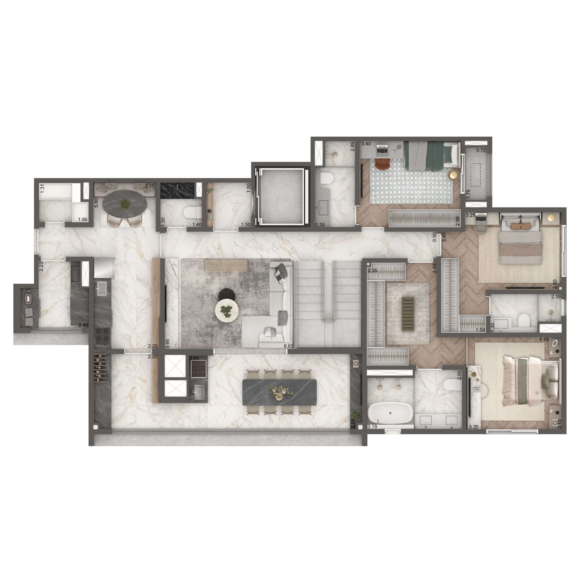 Home Boutique By Living Campo Belo - Planta Planta Duplex Inferior 265m²