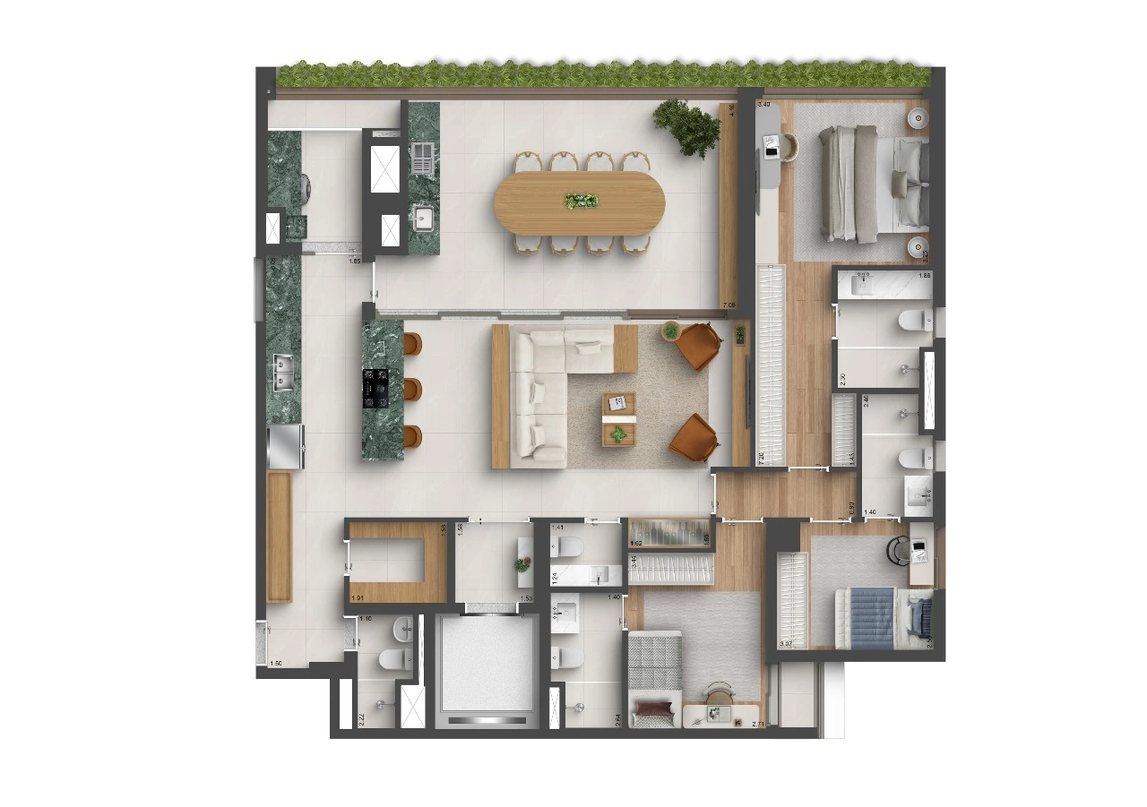 Quarten Ibirapuera - Planta Planta Opção 1 - 164m²