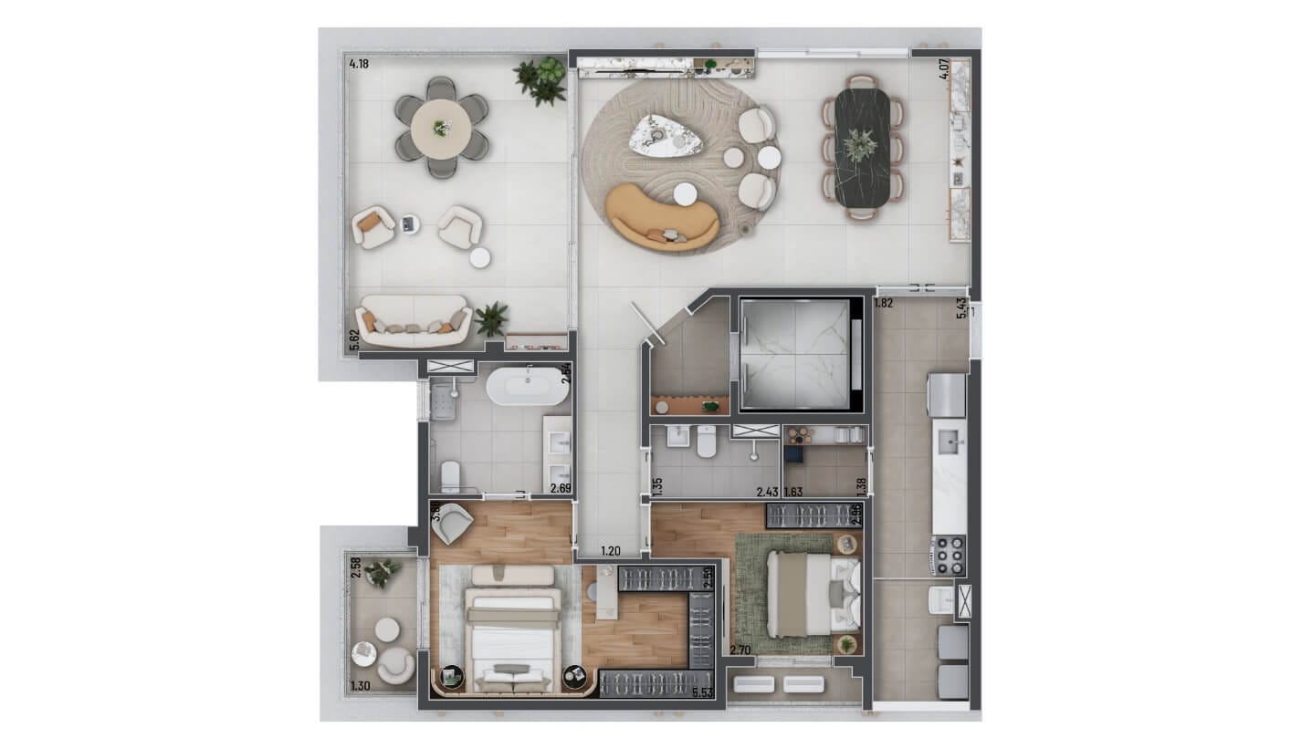 NAARA Higienópolis – Sênior Living - Planta Planta Tipo de 145m²