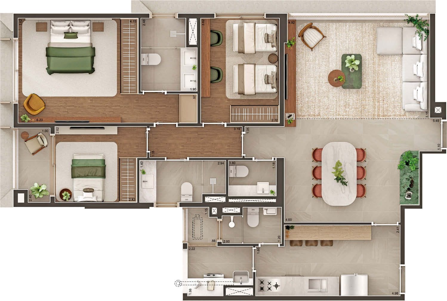 GAVIA Moema - Planta Planta de 124m² - Opção Padrão