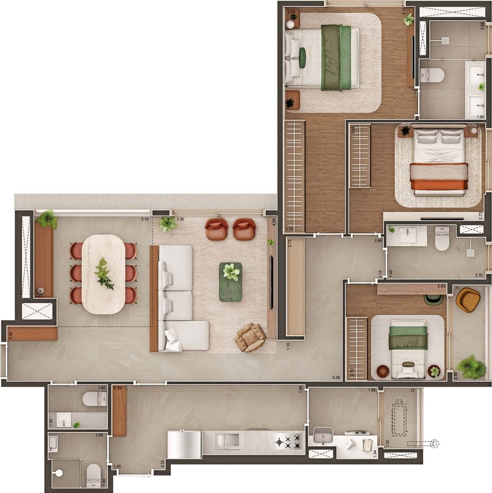 GAVIA Moema - Planta Planta de 126m² - Opção Padrão