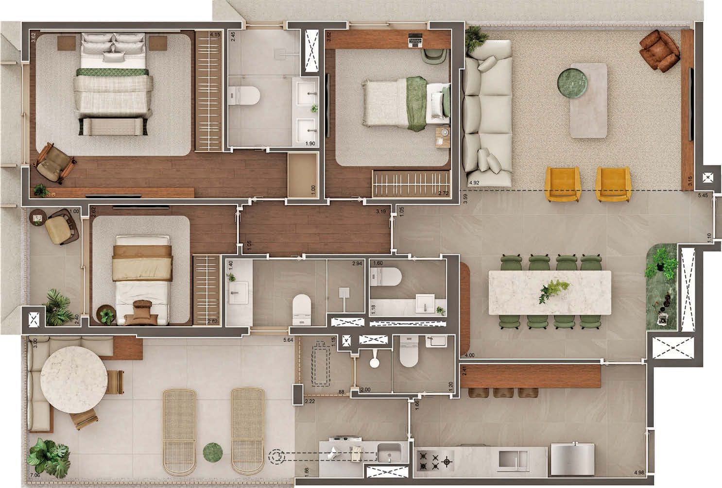 GAVIA Moema - Planta Planta de 143m² - Garden