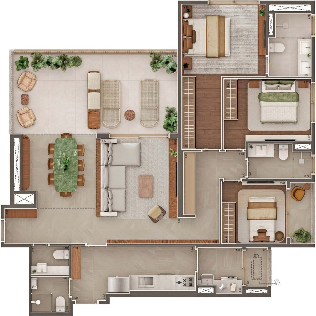 GAVIA Moema - Planta Planta de 153m² - Garden 