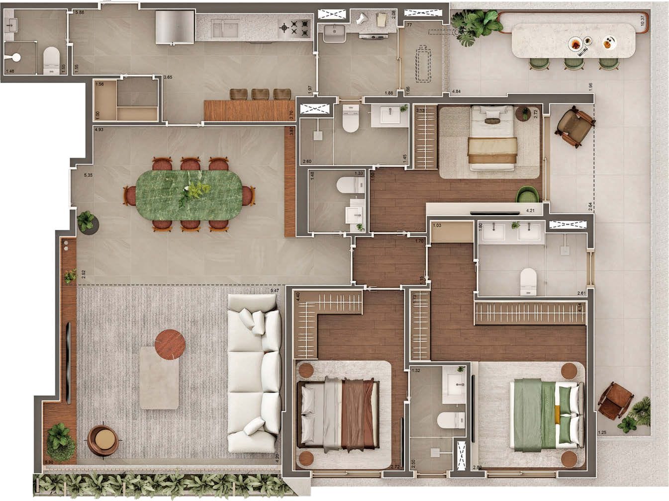 GAVIA Moema - Planta Planta de 178m² - Garden 