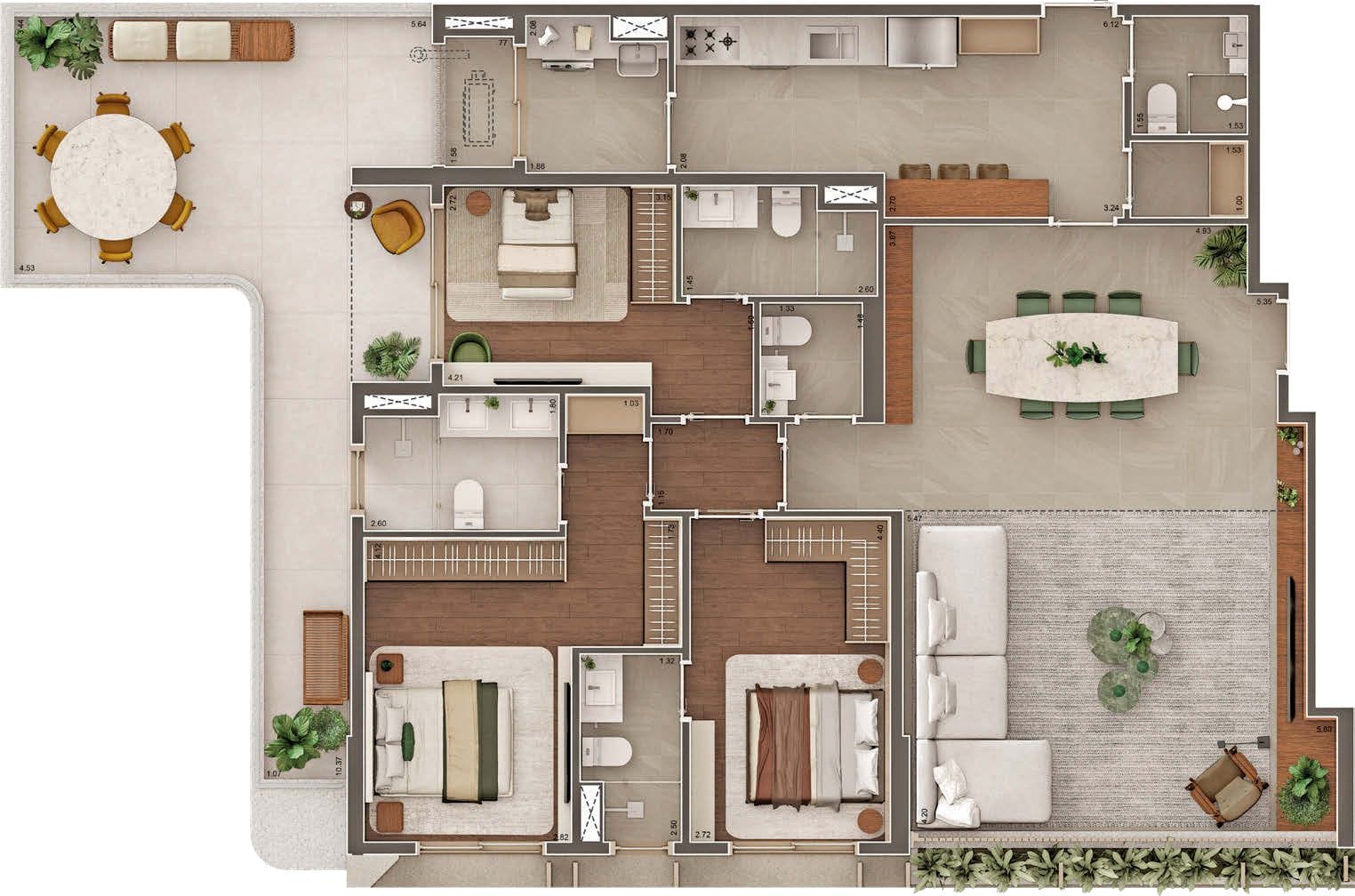 GAVIA Moema - Planta Planta de 181m² - Garden 
