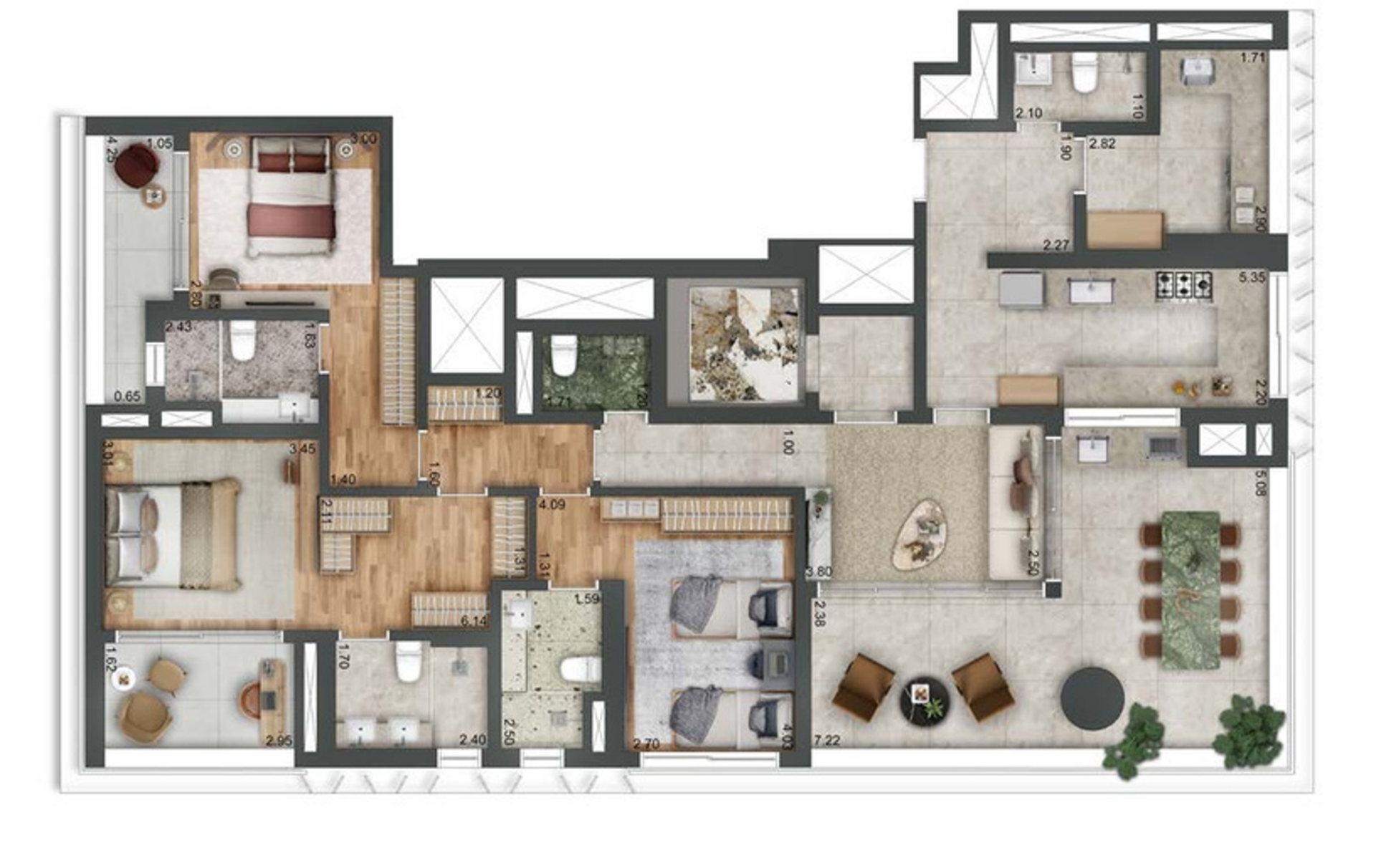 Autór Jardins - Planta Planta de 188m²