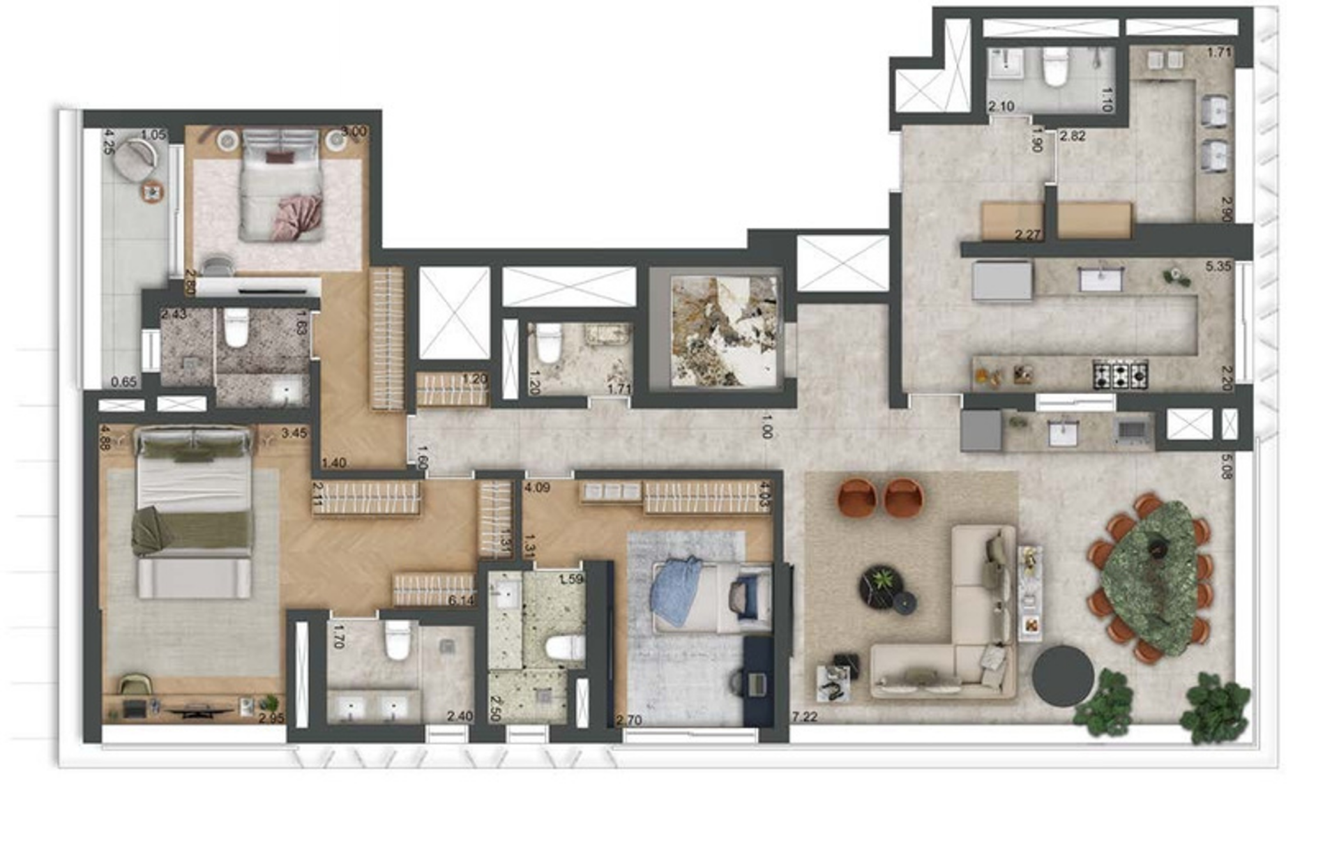 Autór Jardins - Planta Planta de 188m² Opção