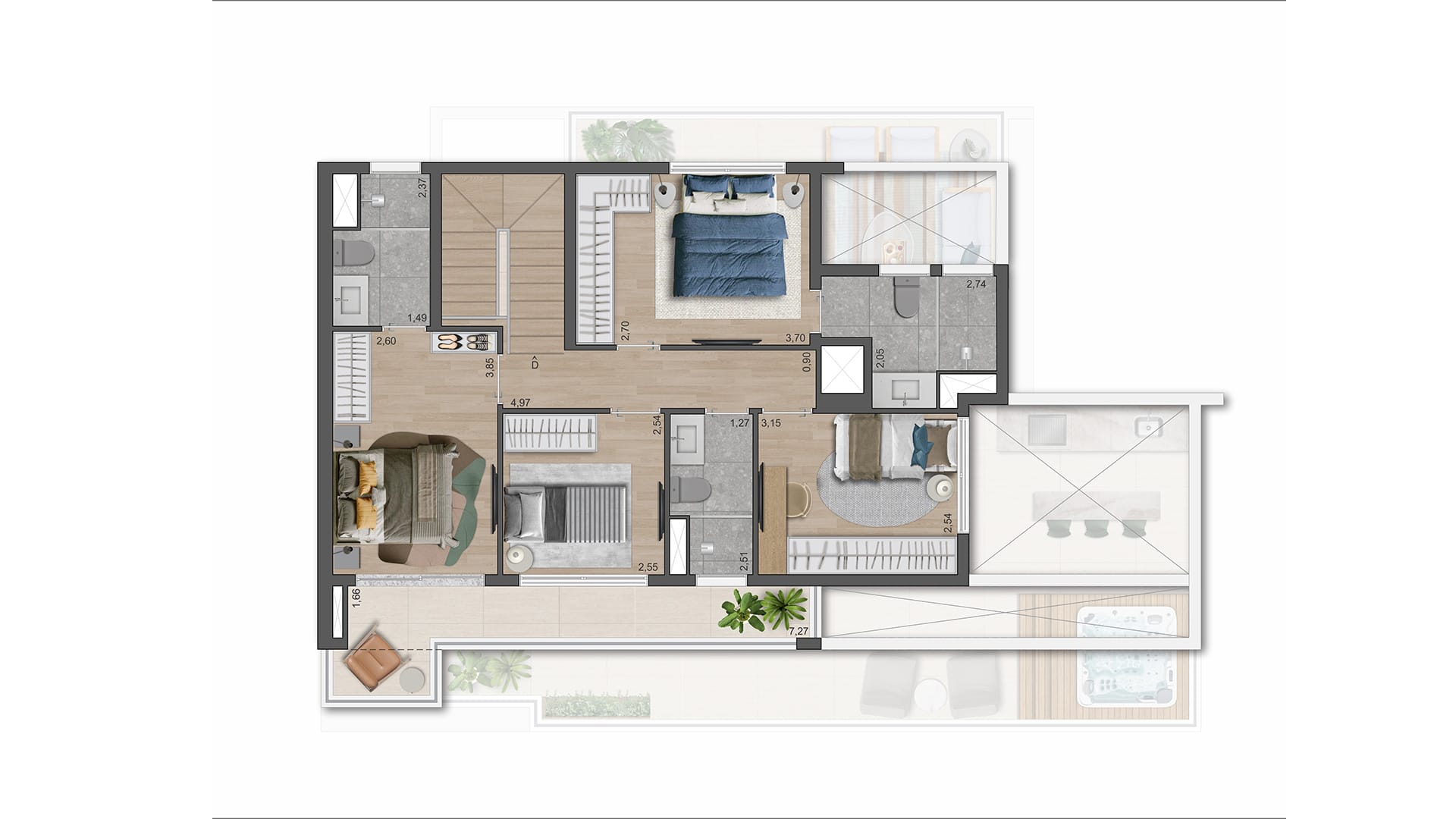 The Gardens Eleya - Planta Planta de 189m² - Cobertura Duplex - Piso Superior