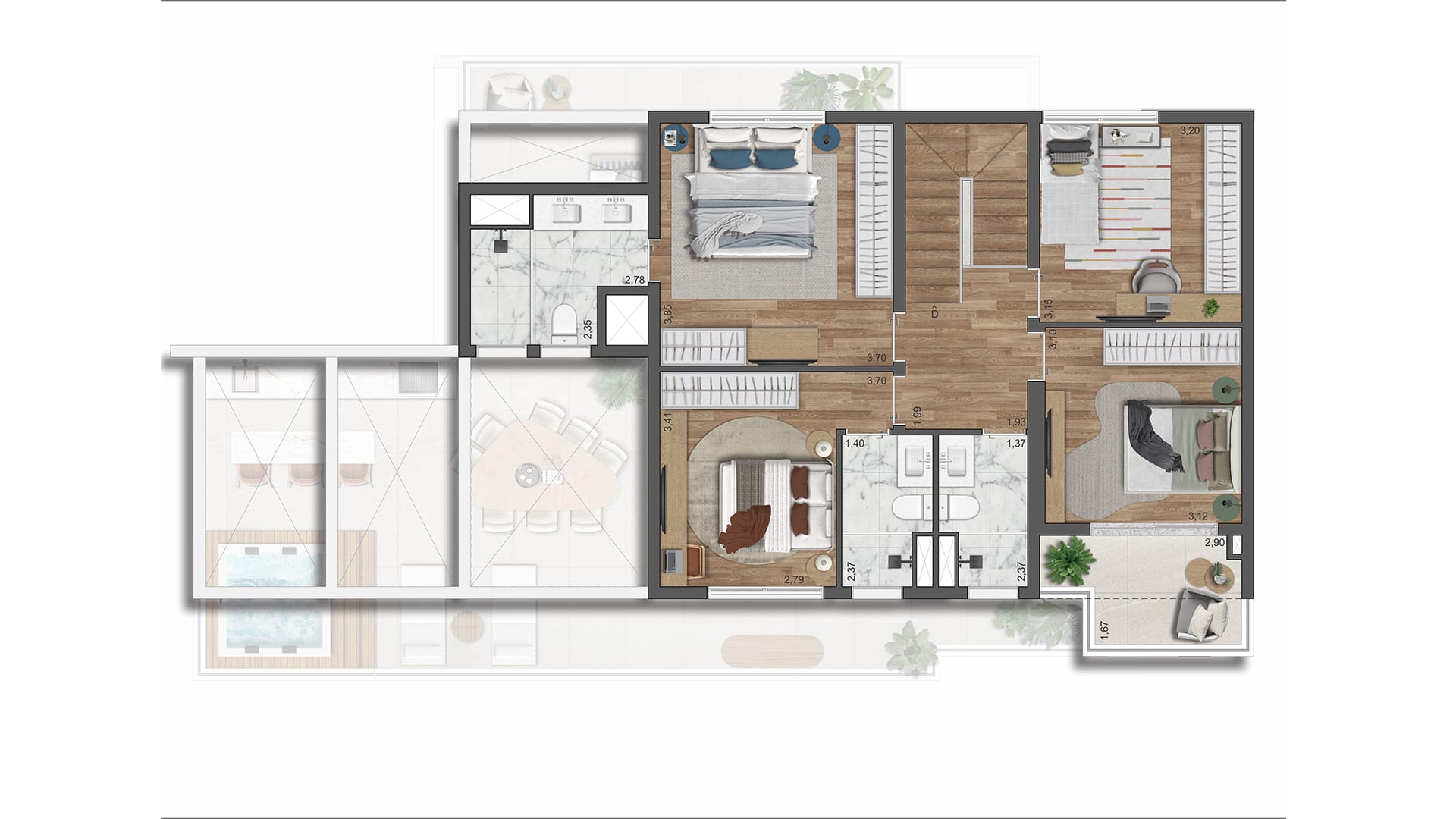 The Gardens Eleya - Planta Planta de 209m² - Cobertura Duplex - Piso Superior 