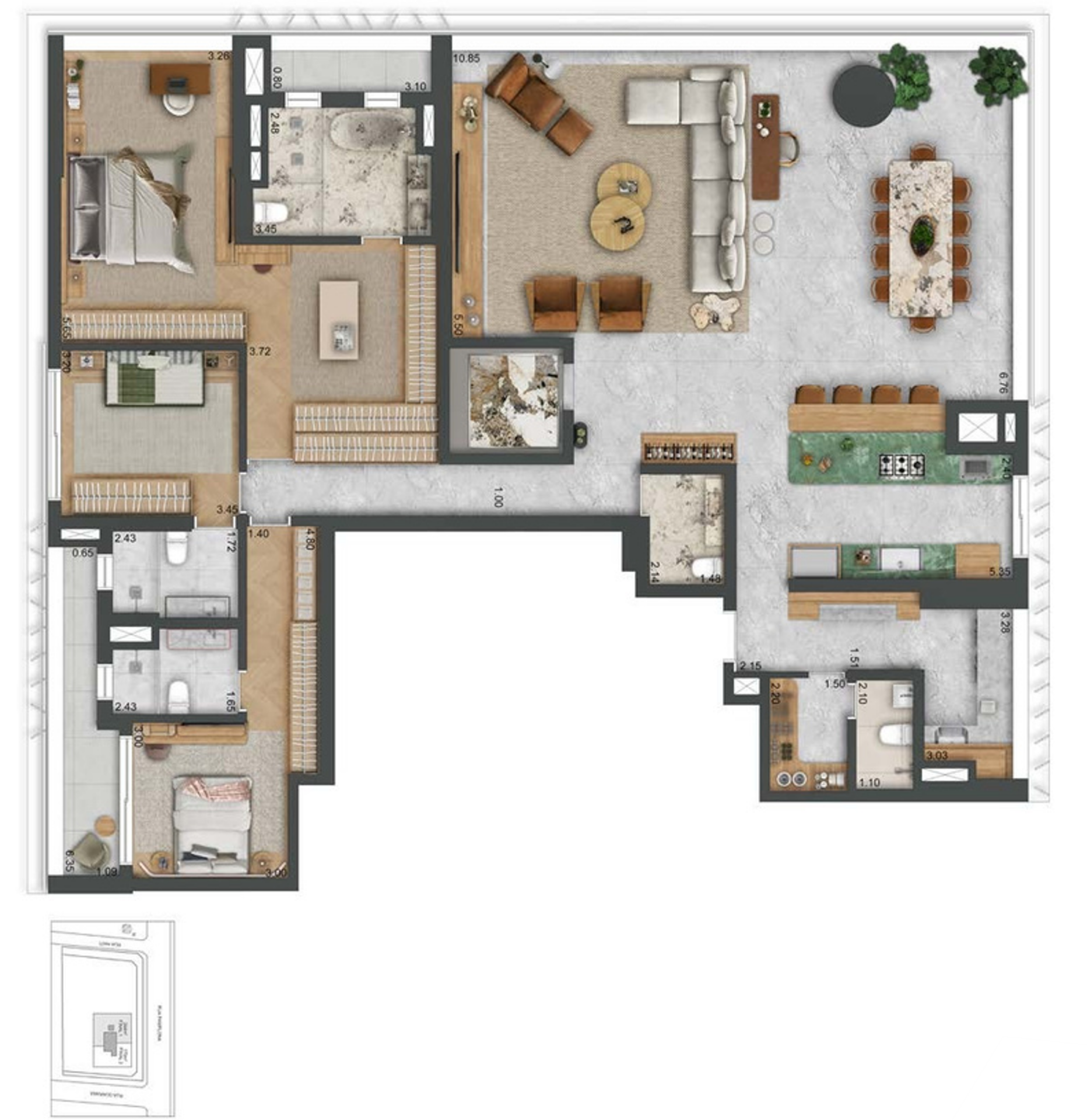 Autór Jardins - Planta Planta de 263m² do Decorado