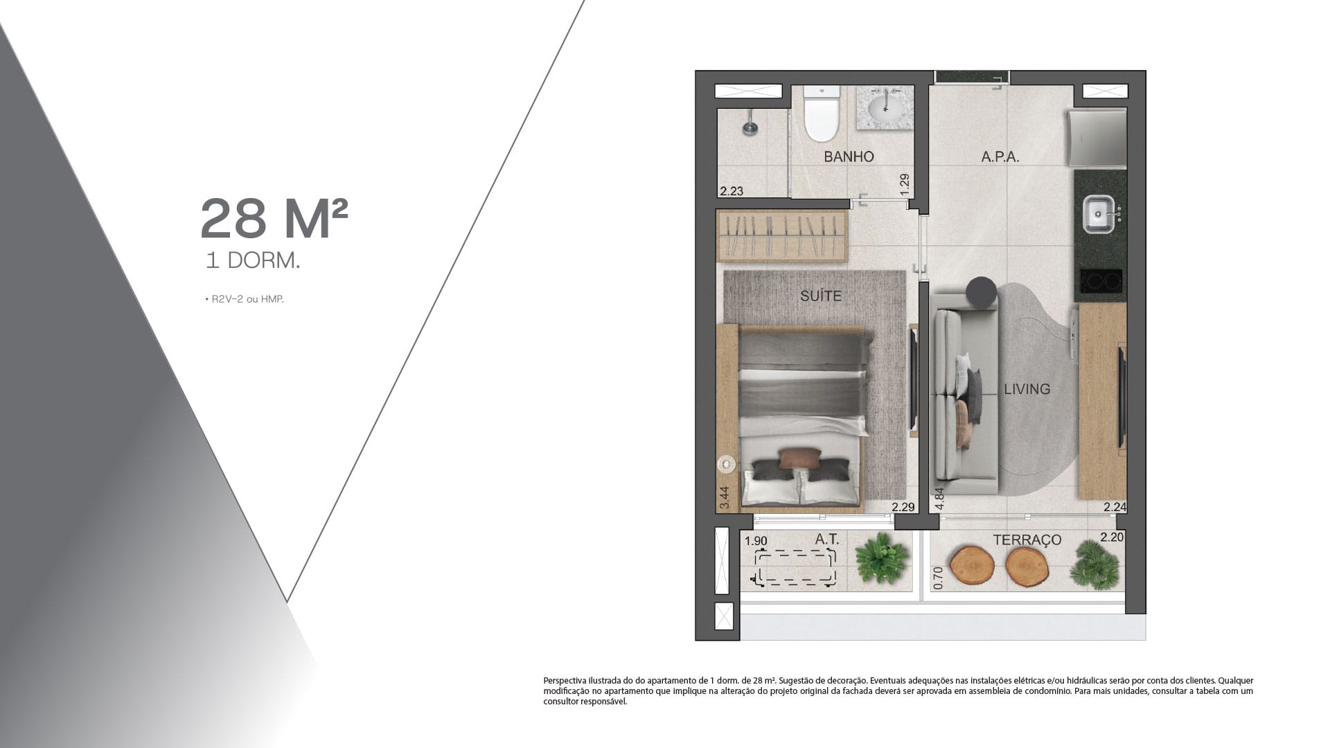 VP Moema - Planta Planta de 28 m²