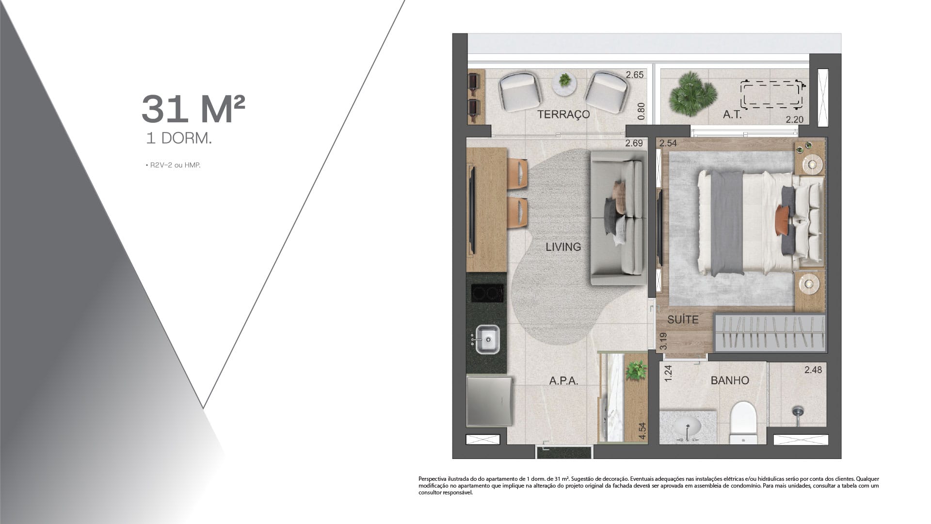 VP Moema - Planta Planta de 31 m²