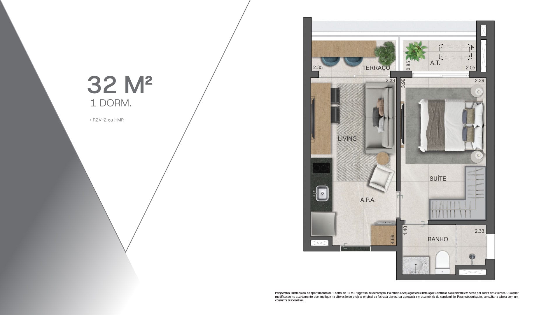 VP Moema - Planta Planta de 32 m²