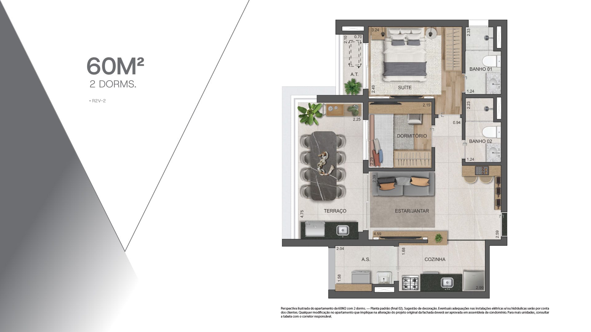VP Moema - Planta Planta de 60 m²