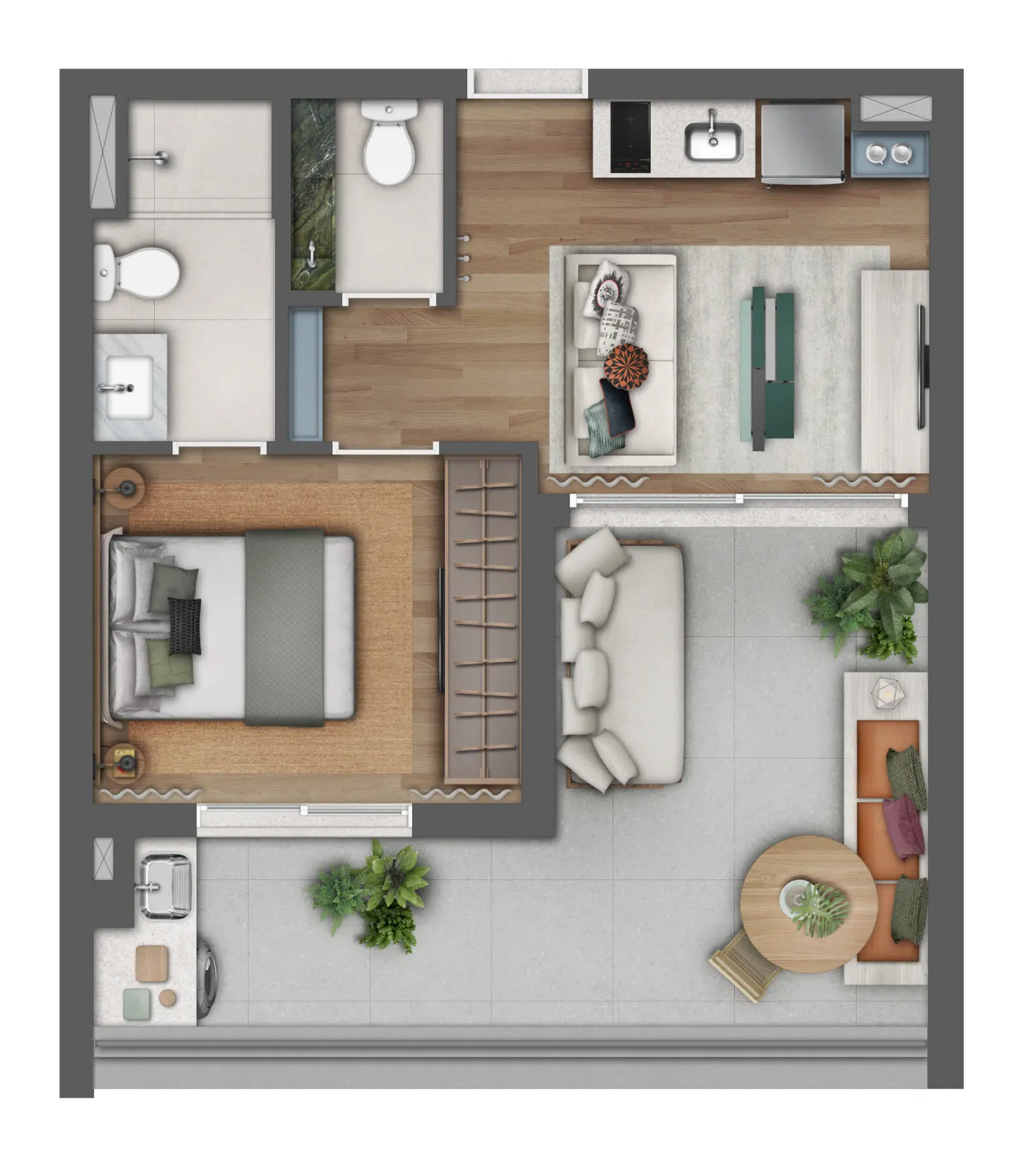 Chronos Pinheiros - Planta 1 Suíte 48m²